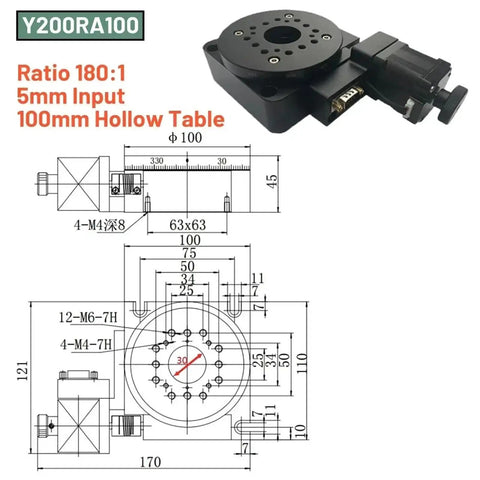 Straight Up Slick Motorized Rotary Table With Hollow Precision Rotation Stage And Built Tough Cnc Positioner For Robotic Arms Featuring No Fuss 0.5Nm Driver Setup, top view with dimensions.