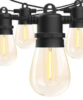 Close-up of Outdoor LED String Lights 150ft S14 Dimmable Patio Lights IP65 Waterproof With 48 Shatterproof Bulbs Ultimate Backyard Party Vibe