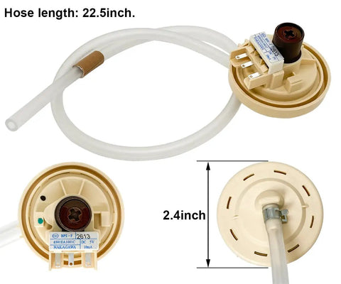 Washer Front Load Water Level Pressure Sensor Switch Assembly Replacement 6501EA1001C 6501EA1001R with 22.5-inch hose