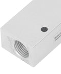 Close-up of Heavy Duty Pneumatic Vacuum Generator and Air Operated Ejector Pump featuring solid aluminum frame and threaded connector.
