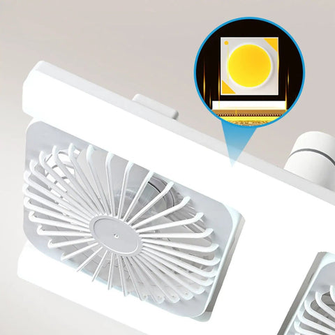 Socket Ceiling Fan, E27 Screw Base with Remote, Small Ceiling Fan with Light showing double head fan design for improved air circulation.