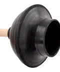 Heavy Duty Rubber Toilet Plunger With Solid Wooden Handle For Bathroom Sink Drains And Tub Clogs showing rubber cup and wooden handle
