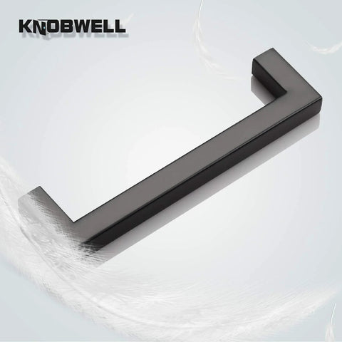 6 Pack Matte Black Stainless Steel Kitchen Cabinet Door Handles With Five Inch Center To Center Spacing And Five And One Half Inch Overall Length One Half Inch Width Fits Twelve To Forty Millimeter Door Thickness Drawer Pulls For Cabinets And Dressers.