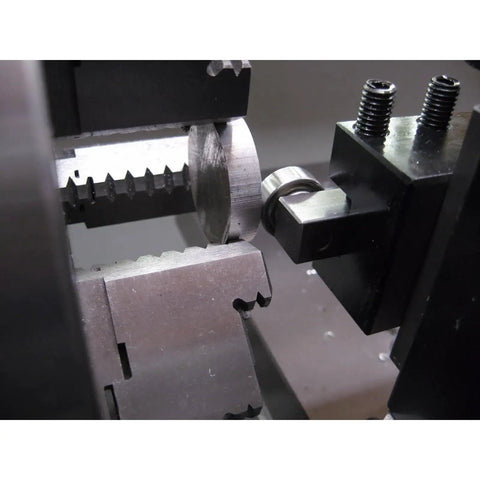 Lathe Centering And Truing Tool With Half Inch Square Tool Head for Centering Short Stock in chuck, close-up view