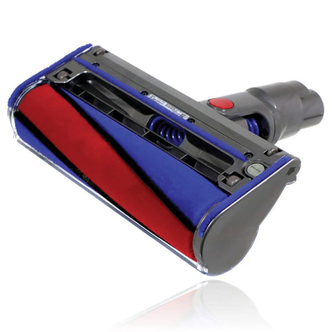 Soft Roller Turbine Floor Tool for V8 Vacuum Cleaners Marble Purple Low Noise 0 Decibels head close-up, angled view