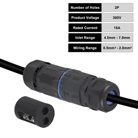 IP68 Waterproof 4 Pack Connectors For Outdoor Use 2 Way 2 Pin Junction Box Electrical Cable Connector 3.5-6.5mm Wire Range