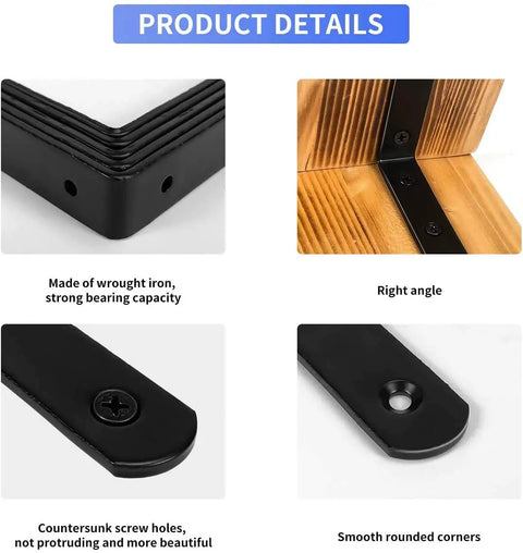 20 Pack Heavy Duty L Corner Brackets 5x3 Inch Black Shelf Braces For Shelves Furniture Cabinets And Bookshelves With Screws