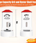 Heavy Duty 2 Pack Poultry Grit And Oyster Shell Feeder With Clear Viewing Window And Quick Drainage Holes, 9in tall, for 6 chickens