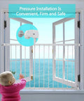 Extra Wide Window Safety Gate For Home Use Kids And Pets Safe And Secure Fits Sliding Windows From 19.49 To 33.60 Inches No Drilling Pressure Mount Easy Install White 2 Piece Set installed in open window