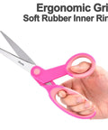 Heavy Duty Fabric Scissors Set 8 Inch, Detail Embroidery Scissors 5 Inch, Small Selvedge Scissors 4 Inch, Thread Snips 5 Inch For Tailoring, Dressmaking, Quilting, And Arts And Crafts, Pro Grade Sewing Kit, pink ergonomic grip