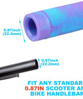 Dope 145mm Soft TPR Scooter Grips With Mixed Color Handlebar Design showcasing fit for standard 22.2mm handlebars.