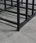 Close-up of Heavy Duty Vertical Sheet Rack's sturdy black steel frame and base, built to store rigid substrate panels.