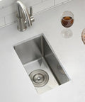 Overhead view of Undermount Small Bar Sink Workhorse in 16 Gauge Stainless Steel, 9x15 Inch Kitchen Bar Sink for RVs With Deep Basin