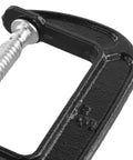 Heavy Duty Black Cast Iron Mini C Clamps Set, 3 Inch Small G Clamps With 90mm Jaw Opening, Ten Pack For Woodworking, Welding, Building Projects And Repairs, Tight Grip Handy For Quick Setups, Durable And Reliable Clamp Collection, black cast iron C clamp close-up