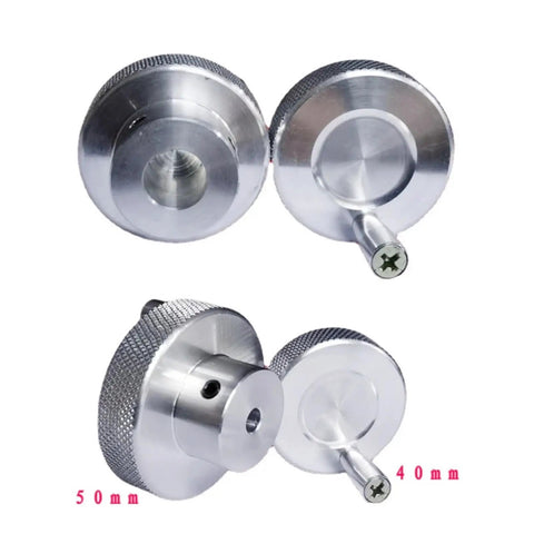 Boss Grade Aluminum Alloy Manual Positioning Handwheel With Killer Knurled Grip For Stepper Motor Cnc And Diy Projects, 50mm and 40mm sizes.