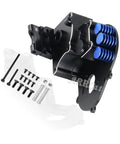 Heavy Duty Aluminum Transmission Case And Hop Up Gearbox For 1/10 Slash Rustler Stampede Bandit Ford F150 Raptor 2wd with blue springs and hardware.