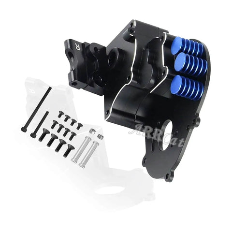 Heavy Duty Aluminum Transmission Case And Hop Up Gearbox For 1/10 Slash Rustler Stampede Bandit Ford F150 Raptor 2wd with blue springs and hardware.