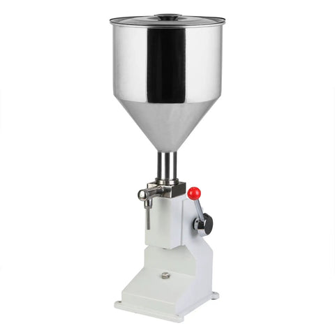 Manual Paste And Liquid Filler Machine A03, 5-50ml adjustable bottle filler with 10L hopper for filling paste cream cosmetic perfume.