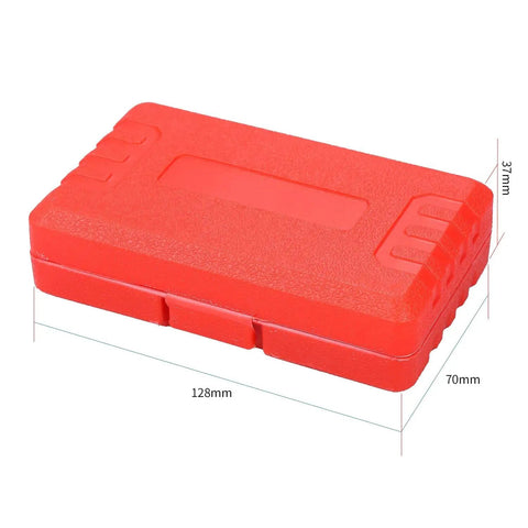 Hella Tough Digital Shore Durometer Scale With Slick LCD Display For Accurate Testing Of Rubber Tires Bowling Balls And Commercial Flooring Type A C D Hardness Meter in red carrying case.
