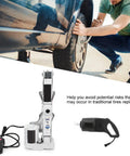 Heavy Duty Electric Floor Jack And Snappy Impact Wrench Tire Lifting Set for easy tire changes next to car on driveway.