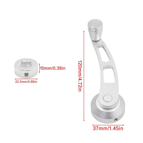 Universal Billet Aluminum Window Crank Handle Winder Replacement For Car And Wagon Doors Silver Finish Dimensions Shown