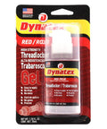 Front view of Dynatex Red High Strength Threadlocker Gel 35ml Pump Bottle industrial grade lock tight for nut and bolt assemblies