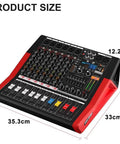 Six-Channel Pro Mixer With Bluetooth Sound Bar And Power Amplifier, 2X 450W Output, Built-In 7-Stage EQ, 99 DSP Effects, USB Recording Input