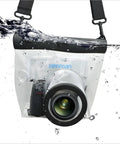 Universal Waterproof DSLR Underwater Housing Case Pouch Bag For Canon Nikon Sony Pentax Cameras Fits Lenses Up To 13 Cm 5.12 Inches Transparent Clear Protective Housing For Depth Sealed Outdoor Shooting in water