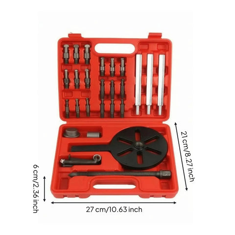 Pro Three Jaw Bearing Extractor Kit With Central Screw For Inner Ring Removal Made From Carbon Alloy Steel To Ensure Peak Performance Includes Curved Hooks And Molded Case For Storage And Auto Repair Work Or DIY Fixes With No Sweat, 27 cm case