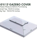 Patio Replacement Canopy Top For 10 By 13 Ft Outdoor Gazebo, Double Tier Polyester Roof, Grey Shelter Cover