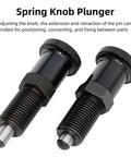 Hassle Free Push Fit Ball Nose Spring Plunger Featuring M8x1 Heavy Duty Steel Build with retractable shaft on display.