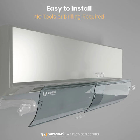 Adjustable AC Air Deflector Extends From 24 To 43 Inches 360 Degree Rotatable Crystal Clear Design on Split Air Conditioner
