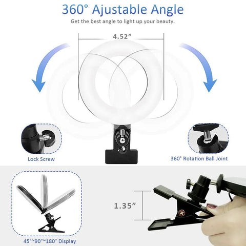 Clip On Ring Light For Video Calls And Live Streaming With Adjustable Color Temperature And Brightness Ideal For Remote Work