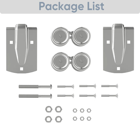 Exterior Sliding Door Hangers and Box Rail Barn Door Hardware Kit in Silver for Outdoor Use, Heavy-Duty Track System Supports