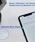Phone connecting to Galaxy Star LED Night Light Projector With Bluetooth Music Player, showing "Playshion" on screen.