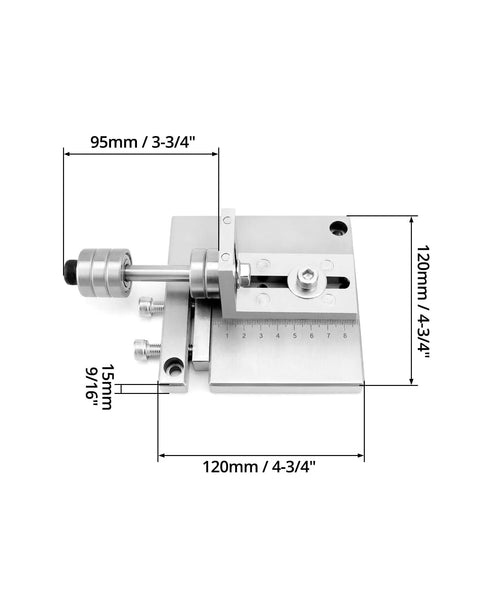 Top view of Beefy Leather Strap Cutter With 7075 Aluminum Alloy Plate, showing measurements and max 60mm cut width.