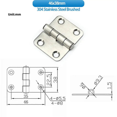 Heavy Duty Stainless Steel Hinge Distribution Box For Cabinet Doors with 304 brushed finish and schematics