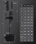 Diagram of Heavy Duty Magnetic Base Stand For Dial Indicator dimensions and specifications for machining and inspection jobs.