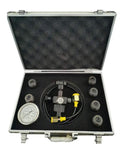 Pro Grade Hydraulic Nitrogen Accumulator Charging And Pressure Test Kit, 400 Bar 5800 PSI, in open case with versatile fittings