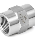 5 Pack Forged 316L Stainless Steel Pipe Fittings Couplings 1/2 Inch NPT Female X 1/2 Inch NPT Female Pipe Adapters