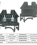 Front view of UL Listed DIN Rail Terminal Block Kit with Ground Jumpers End Covers and End Brackets for 12 to 22 AWG Wire 20A 600V Rating