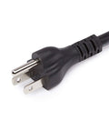 10 Ft 3 Prong Indoor Extension Cord Set, 2 Pack, Tough Duty Power Extenders For Home And Garage, 13 Amp 125V Black, 16 AWG Cords For Electronics, Tools, And More. black 3-prong plug close-up