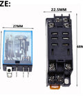 Beefy 220 240V AC Power Relay 10A 8 Pin DPDT Coil With Socket Base For DC 110V Control, 27x35mm relay and base dimensions