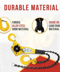 Forged alloy steel hooks and Grade 80 chain from Viking Manual Lever Chain Hoist Three Quarter Ton 1650 Lbs Lift Capacity 20 Feet Two Pack