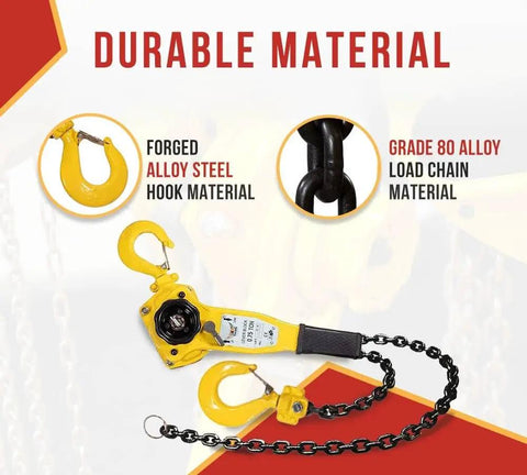 Forged alloy steel hooks and Grade 80 chain from Viking Manual Lever Chain Hoist Three Quarter Ton 1650 Lbs Lift Capacity 20 Feet Two Pack