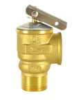 Hydro Master safety relief valve with 3/4-inch NPT thread, brass body, front view, 150 psi.