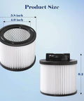 One Pack DXVC4001 Vacuum Filter Replacement For 4 To 5 Gallon Wet Dry Shop Vac Models DXV04T DXV05P DXV05S DXV08S And DXV06G with dimensions