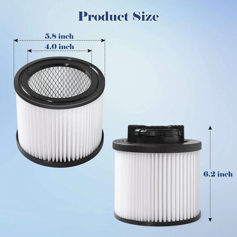 One Pack DXVC4001 Vacuum Filter Replacement For 4 To 5 Gallon Wet Dry Shop Vac Models DXV04T DXV05P DXV05S DXV08S And DXV06G with dimensions