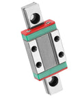 Miniature Linear Guide Rail 9mm Wide With Slide Block, showing compact steel structure with built-in lubrication.