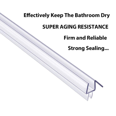 Pro Grade Frameless Shower Door Bottom Seal Strip For Glass Doors Clear Vinyl Seal Sweep Fits Three Eighths Inch Thick Glass Thirty Nine Inches Long No Fuss Install Leak Proof Protection shown.